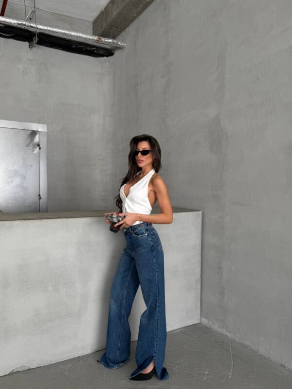 Dark Denim Wide Leg High Waist - Elephant Leg - Image 5