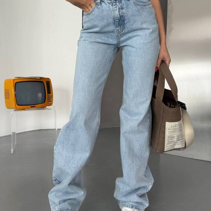 Light Color Washed Denim Wide Leg High Waist