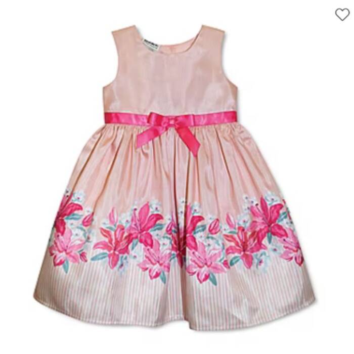 Blueberi Boulevard Peach Pink Floral Fit-Flare Dress