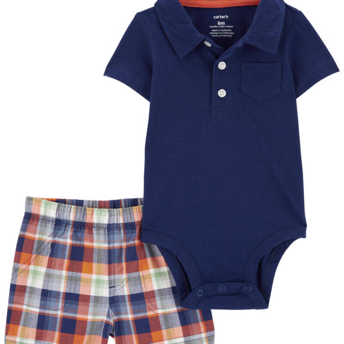 Carters Baby 2-Piece Polo Bodysuit & Plaid Short Set