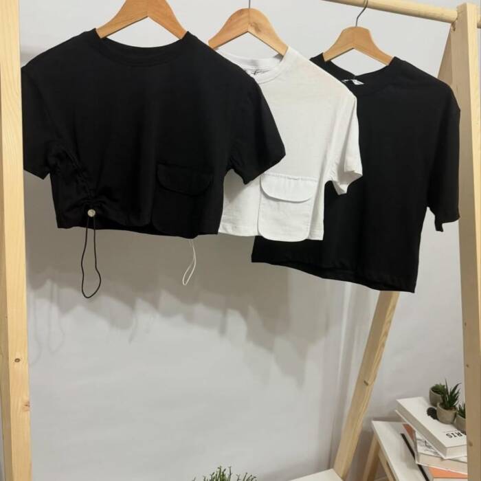 Plain Crop Top New Trendy Basic - Pocket On the front