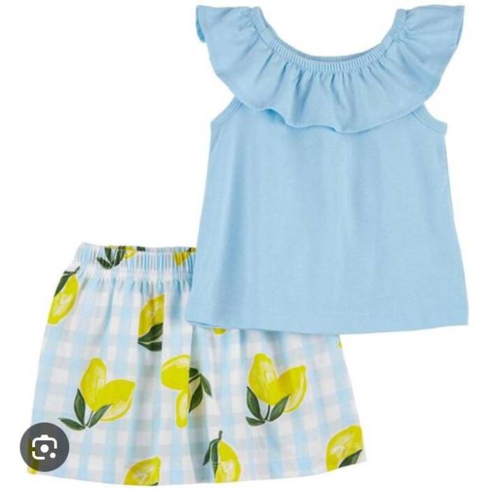 2-Piece Flutter Top & Lemon Skort Set