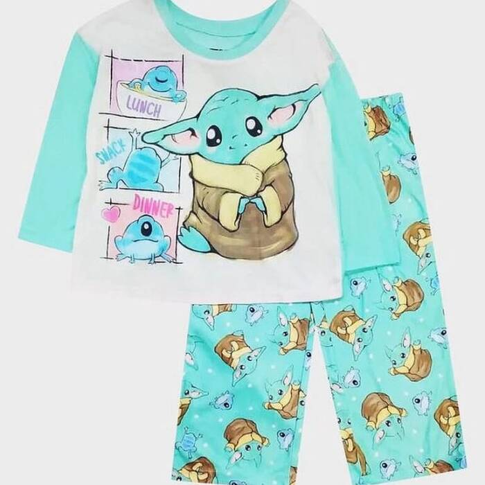 Star Wars Mandalorian Yoda Long Sleeve Pajama Sleepwear 2 Piece Set NWT